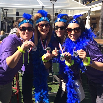 Hens Scavenger Hunt Winning Team In Dress Ups With Medals