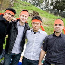 Team Photo Orange headbands Bandanna corporate team building